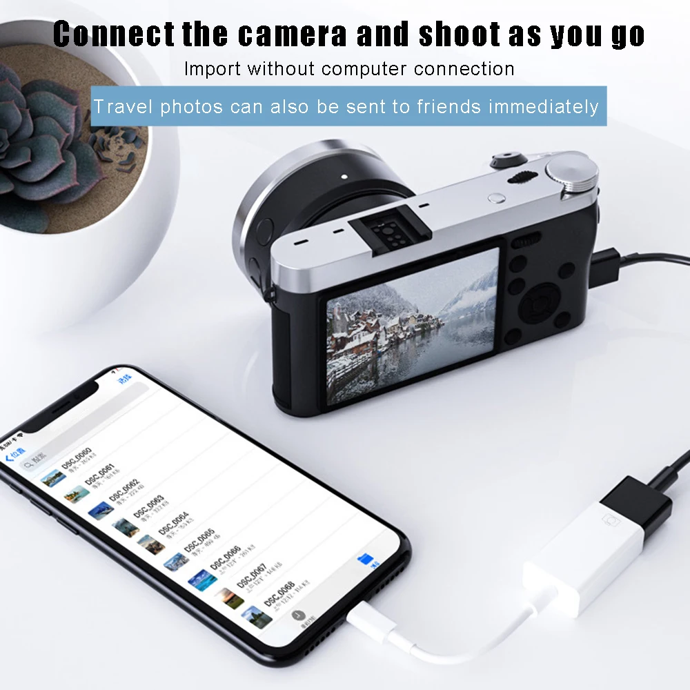 USB 카메라 어댑터 OTG 어댑터, 충전 USB 카메라 어댑터, 아이폰 USB 플래시 드라이브 카드 리더기