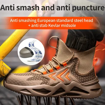 Scarpe da lavoro Scarpe antinfortunistiche Scarpe da lavoro da uomo Stivali traspiranti Scarpe da ginnastica leggere con punta in acciaio resistenti all'usura resistenti alla puntura
