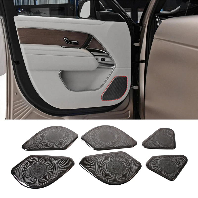 

For Range Rover Vogue 2023 Car Door Horn Decorative Mesh Cover Sticker Stainless Steel Bright Light Interior Accessories 6 Pcs