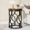 Round End Table Set of 2,  Industrial Side Table with Metal Hollow Frame 3