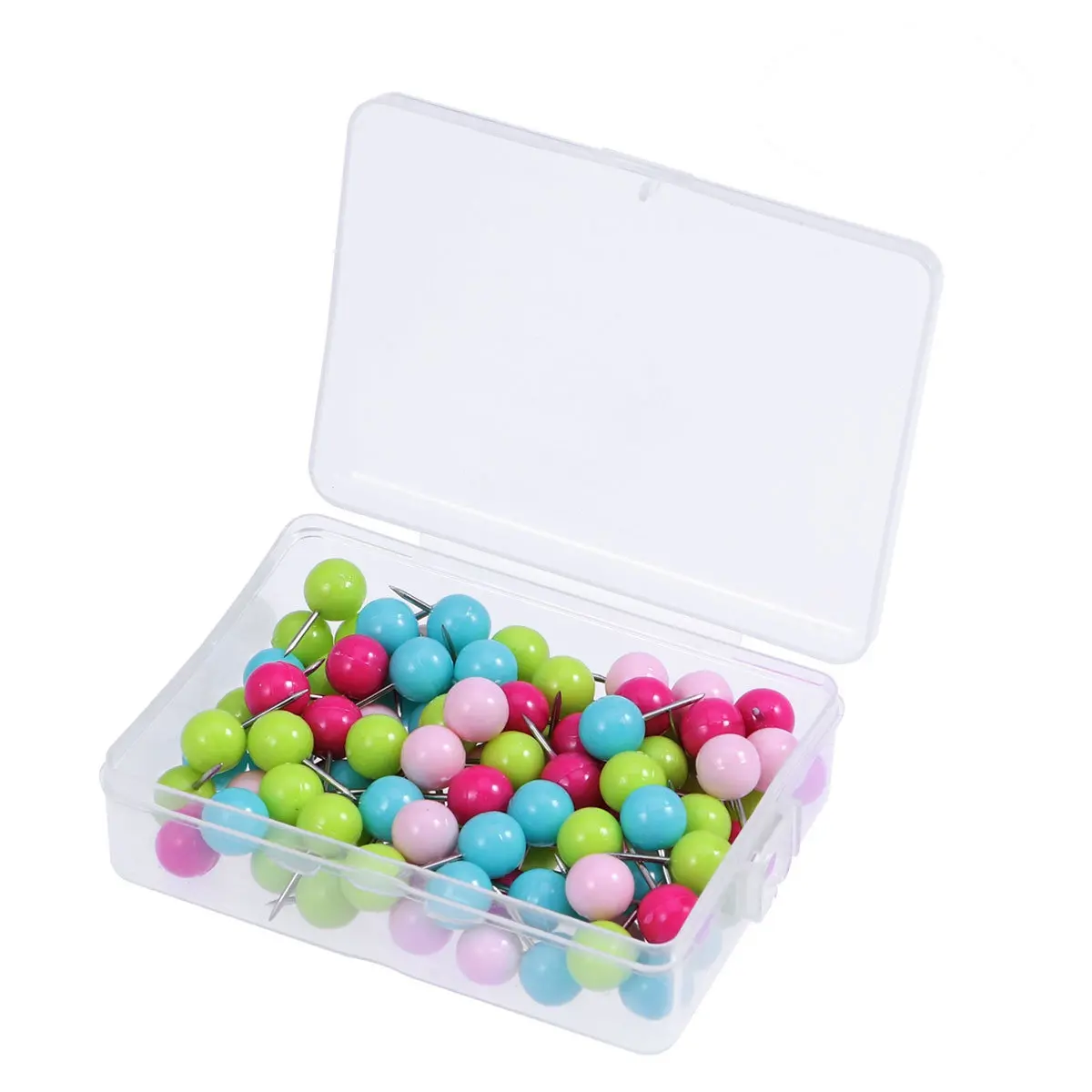100Pcs 코르크 보드 벽지도 용 다채로운 공 모양의 드로잉 푸시 핀 사무실 학교 장 압정 드로잉 핀
