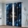 2pcs, Popular Curtains 2D print Happy Birthday Blue & Black Fabric (without rod) Decorations Clearance Perfect for Kitchen 6