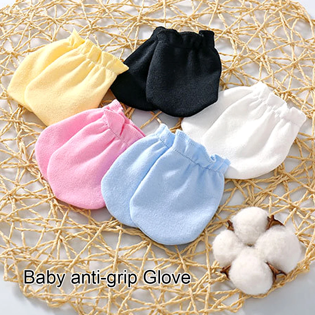 

Cotton Baby Gloves Fashion Kids Accessories Scratch Mittens Handguard Colored Infant Healthy Products Simple Red