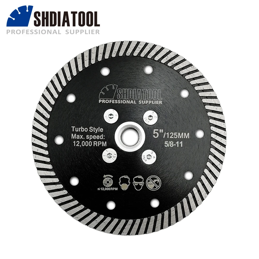 

SHDIATOOL 1pc 5/8-11 Thread 5'' 105mm Diamond Hot Pressed Narrow Turbo Saw Blade Cutting Disc Granite Marble Concrete Masonry