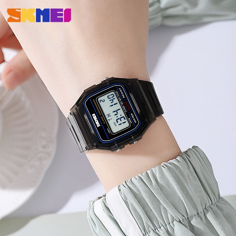 SKMEI 2056 Fashion Sport Watch For Men Student Date Stopwatch Waterproof Transparent Case Strap Casual Military Electronic Clock