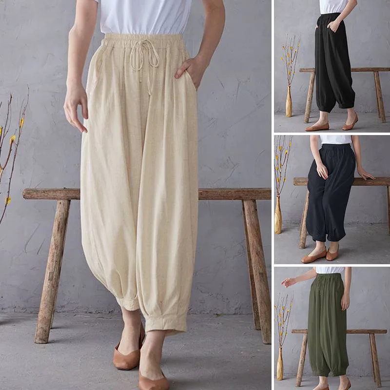 Women Cotton Linen Casual Pants