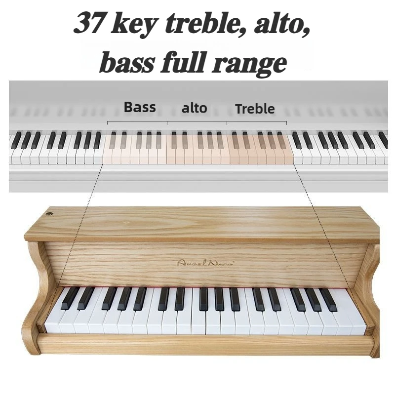 Children's 37 Key Electronic Piano Wooden Baby Beginner's Small Electronic Organ Birthday Gift Keyboard Musical Instrument