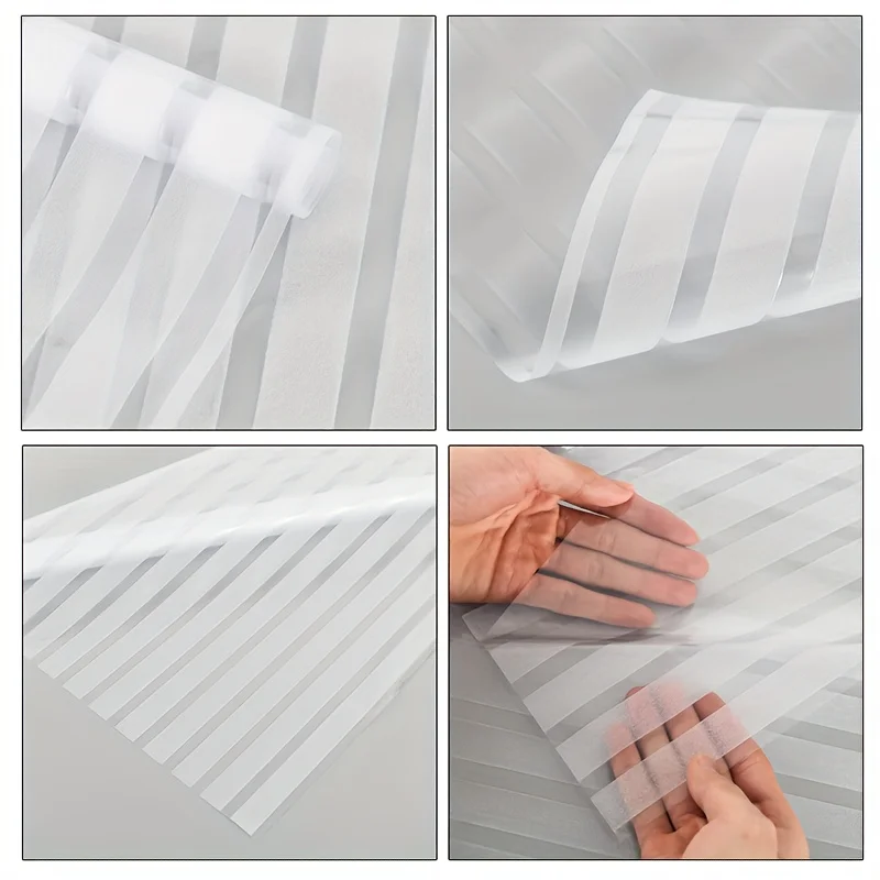 Window Film Frosted Window Film Privacy Film for Glass Windows Stripe Patterns Window Frosting Self-Adhesive Glass for Home Office