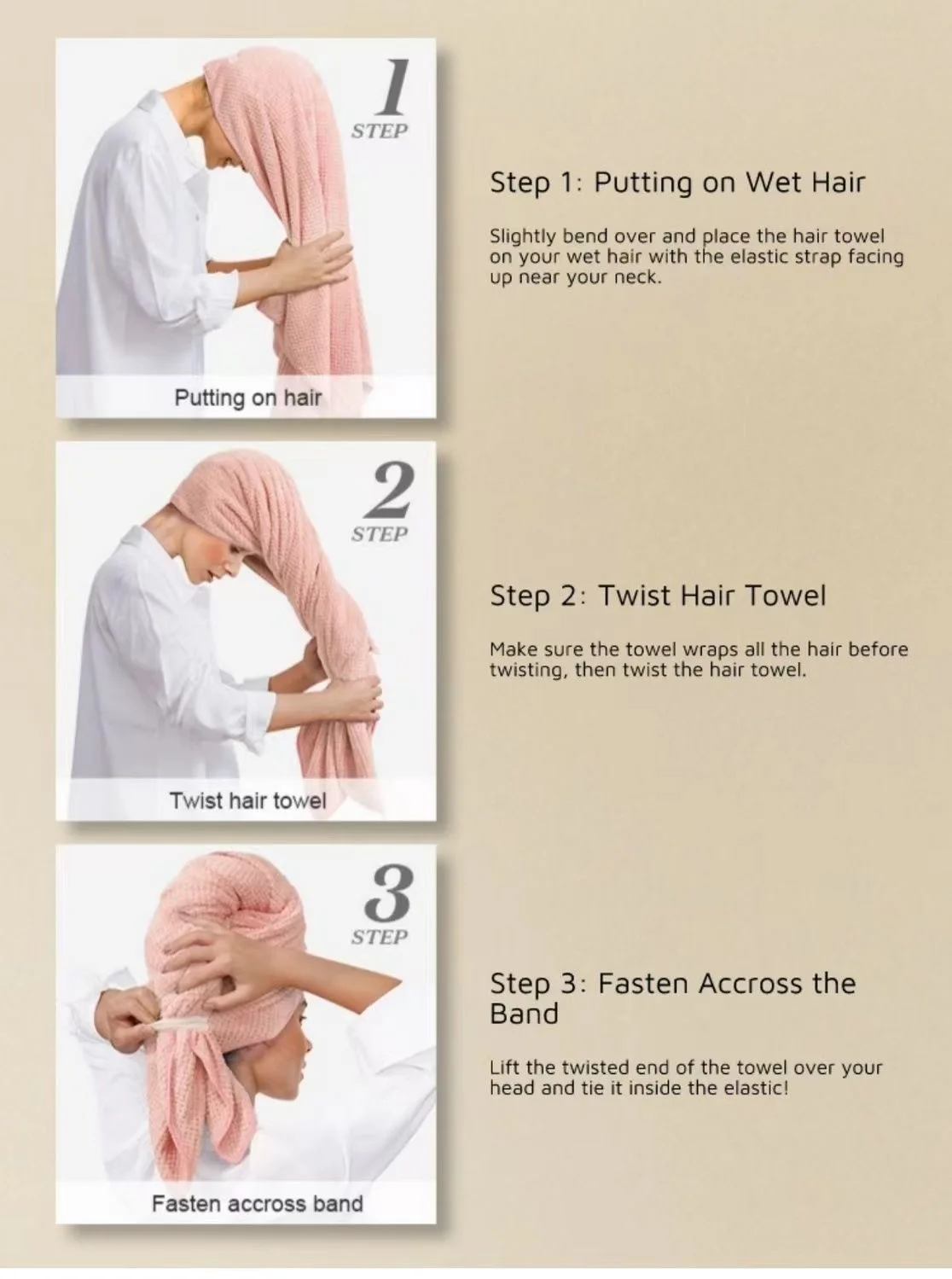 Description Picture 6 of itemAbsorbent Hair Towel Thickened Long Absorbent Dual-purpose Bath Towel Shower Cap Quick Drying Extended Dry Hair Cap Headscarf