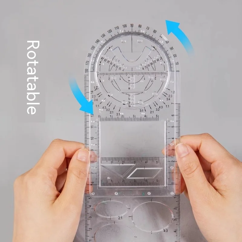 Multifunctional Rotatable Drawing Geometry Protractor Spirograph Ruler Student Drafting Tool Children Learning Painting Art Tool