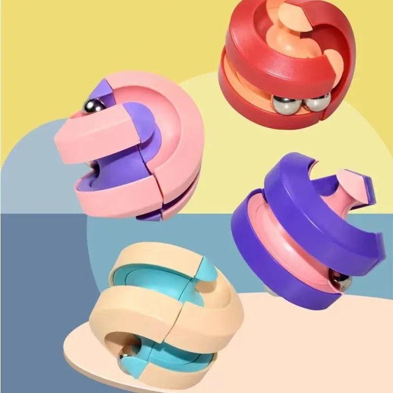 Random Color Fingertip Adult Decompression Toys Creative Rotating Finger Track Fingertip Gyro Roll