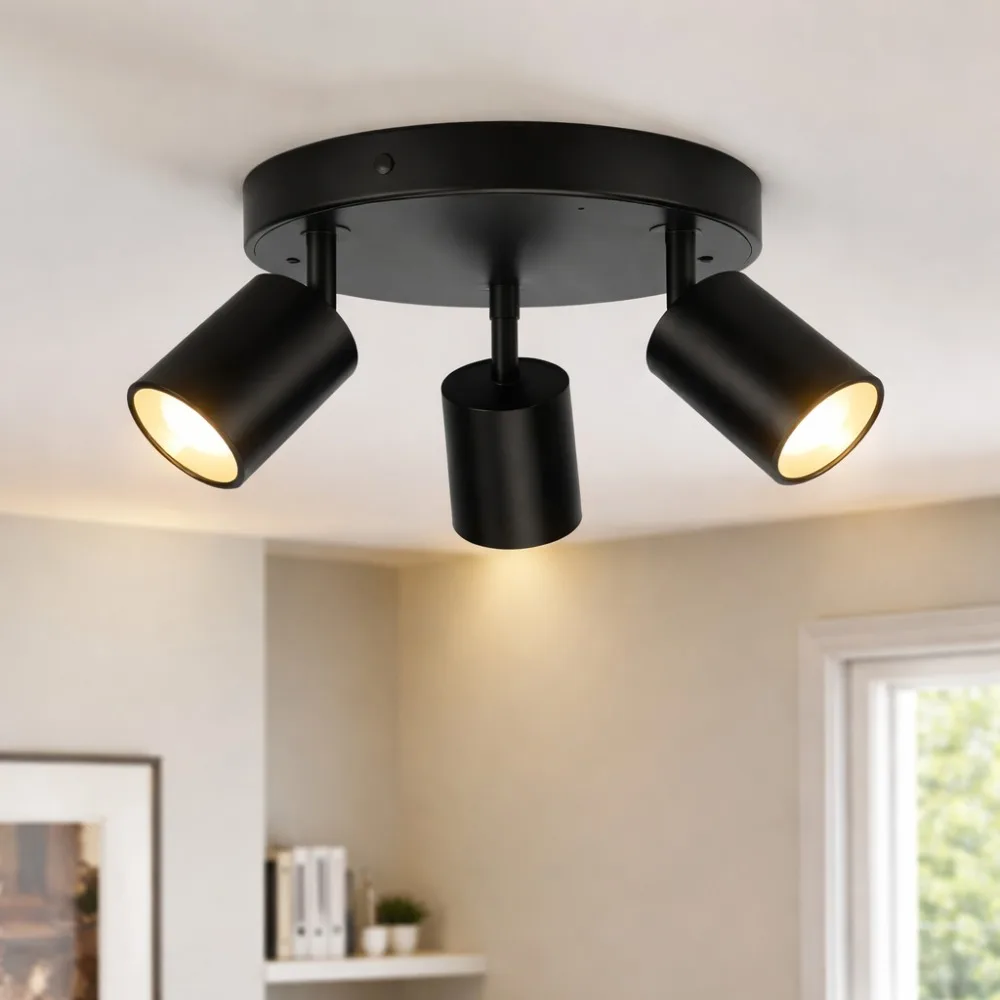 JOYINLED 3-Lichter Deckenleuchte Moderne GU10 Decken-Spotleuchte Drehbarer Innenstrahler Heim-Dekor Küche Schlafzimmer LED-Beleuchtung – Detail 7
