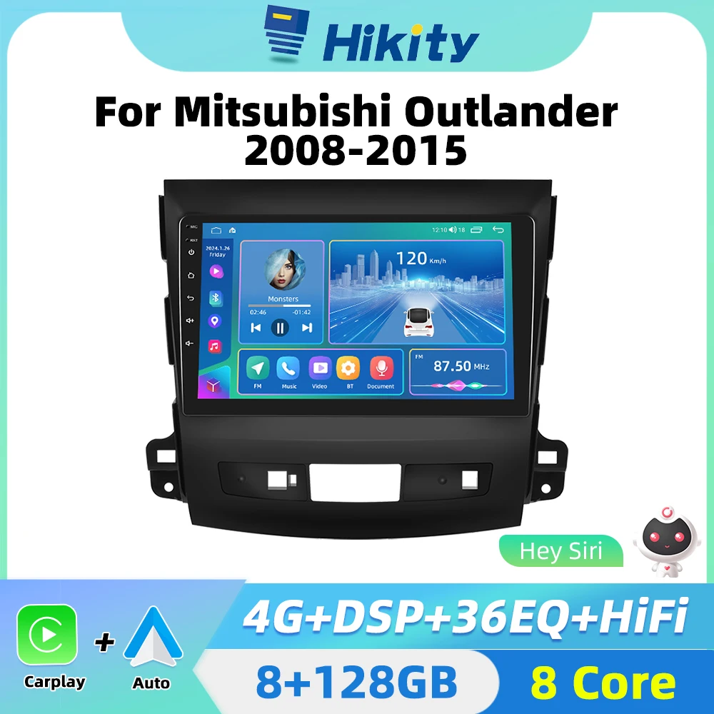 Hikity 2 Din Autoradio Android Per Mitsubishi Outlander Citroen C-Crosser Peugeot 4007 2008-2015 Auto Stereo Radio Carplay