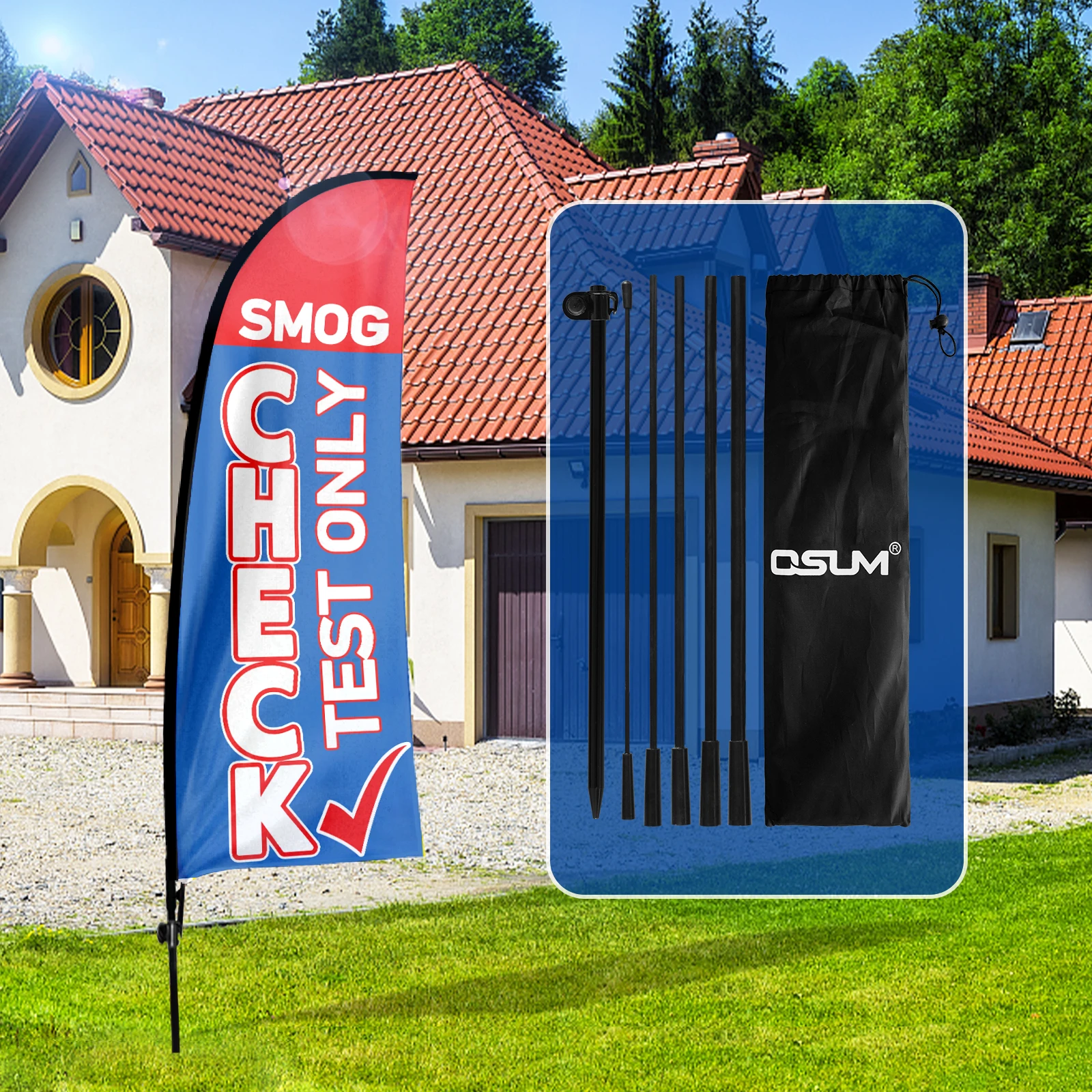 Fsflag Smog Cheak Feather Flag,7 Ft Tall Business Windless Flag Signs Con Pole Kit E Ground Spike Banner