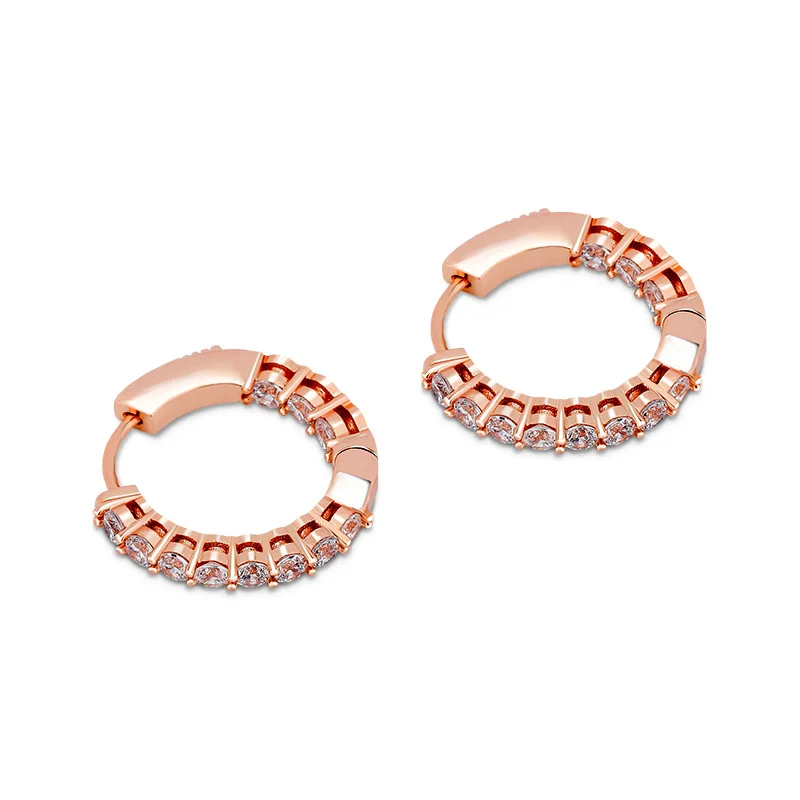 

Серьги-кольца унисекс в стиле хип-хоп с фианитами, 1 пара