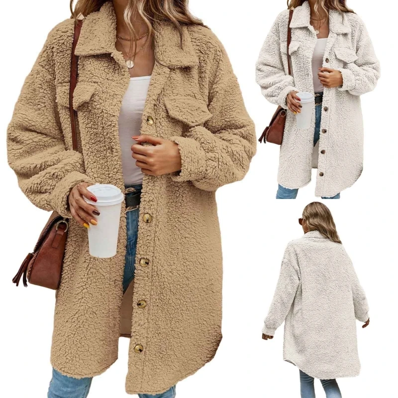 

Women Fuzzy Fleece Coat Winter Warm Faux Furs Open Front Cardigan Outwear
