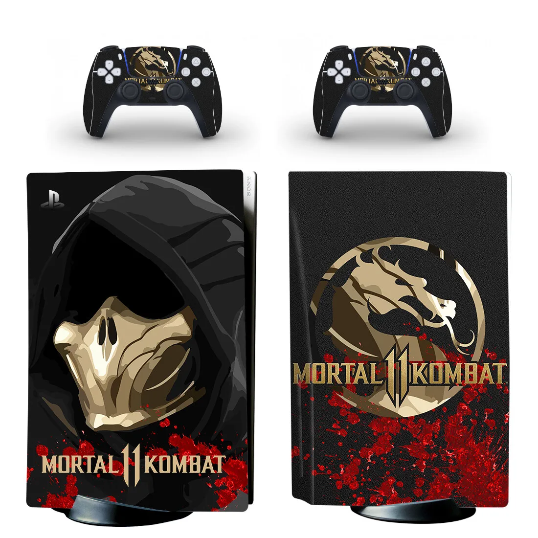Game Mortal Kombat PS5 Disc Skin Sticker Decal Cover for Console and 2 Controllers PS5 Disk Skin Sticker Vinyl