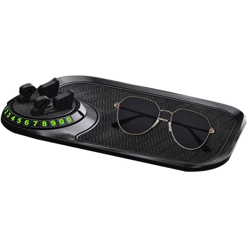 360° Rotatable Non-Slip Dashboard Phone Tray Pad Center Console Waterproof Glasses Holder Car Tray Phone Stand