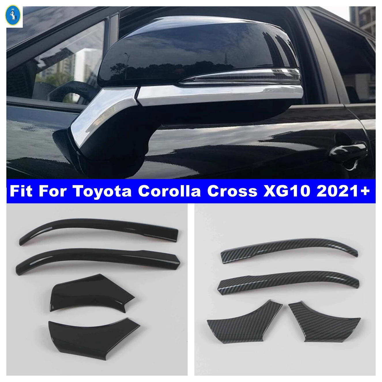 

For Toyota Corolla Cross XG10 2021 2022 2023 ABS Car Exterior Accessories Rearview Mirror Decoration Strip Cover Trim Stickers