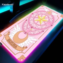 Animação japonesa cardcaptor sakura bonito natural rgb borracha gaming mousepad tapete de mesa frete grátis led mouse pad teclados esteira