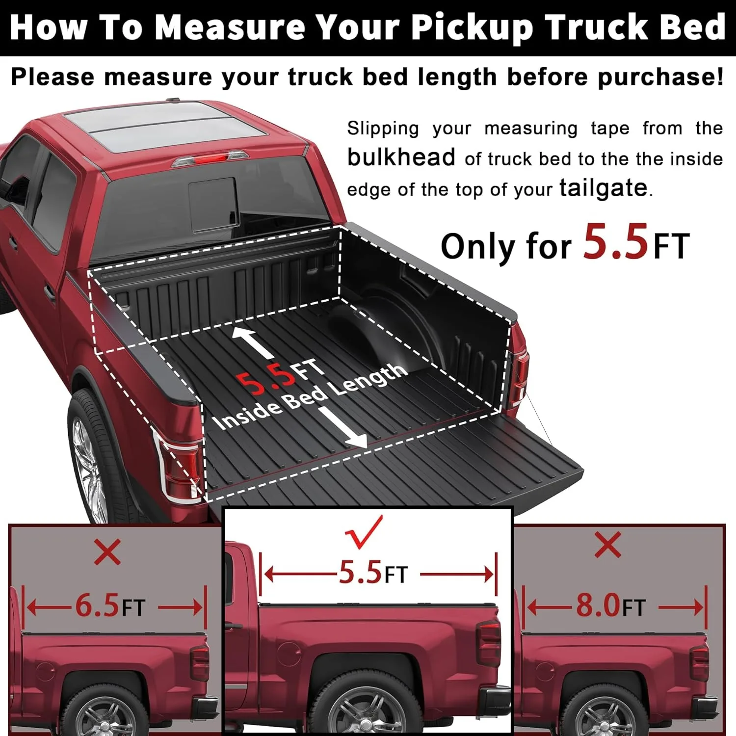 5.5FT Quad Fold Aluminum Tonneau 2