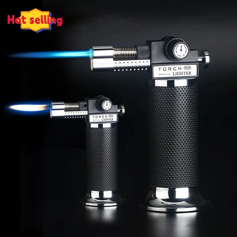 

New Turbo Gas Cycle Inflation Direct Blue Flame Windproof Metal Portable Kitchen Gas Stove Outdoor Camping Cigar Ignition Tool