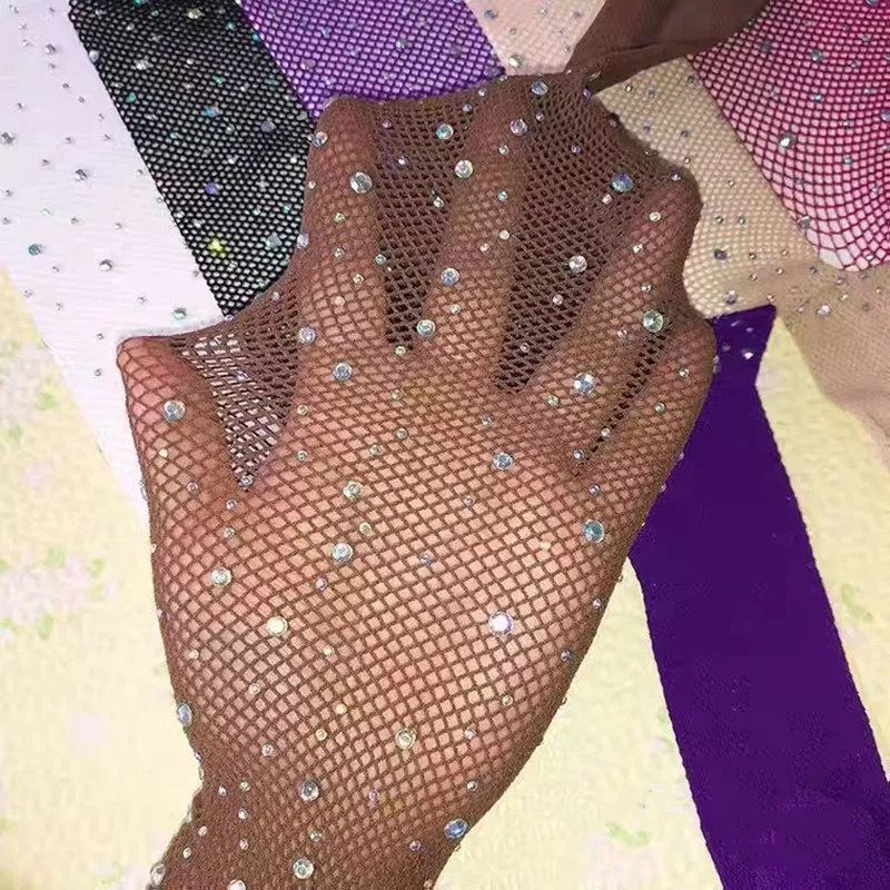 Summer Fishnet Diamond Pantyhose Women Sexy Fashion Shiny Net Tights Female Mesh Nylon Stockings Tights