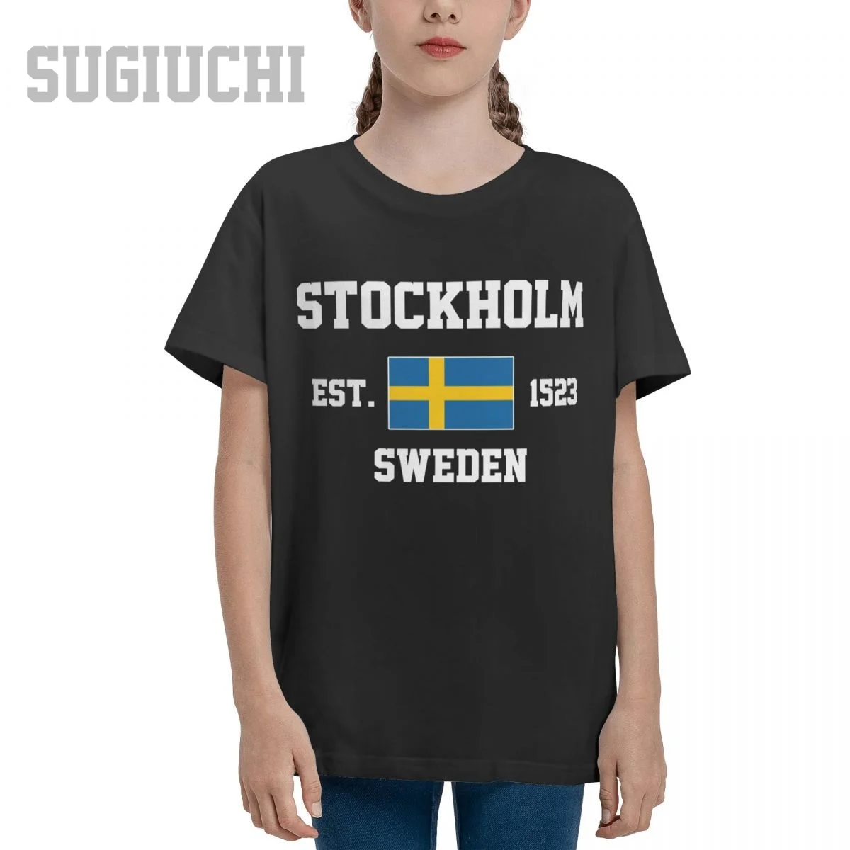 

Unisex Youth Boy/Girl Sweden EST.1523 Stockholm Capital T-shirt Kids tshirt tee 100% Cotton T Shirt o-neck short sleeve Children