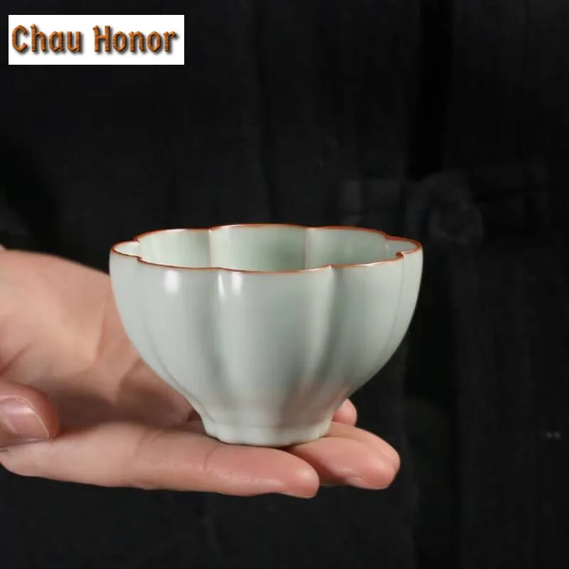 Boutique Azure Ru Kiln Ceramics Tea Cup Handmade Household Master Cup Puer Kung Fu Tea Set Tea Ceremony Drinkware Accessories