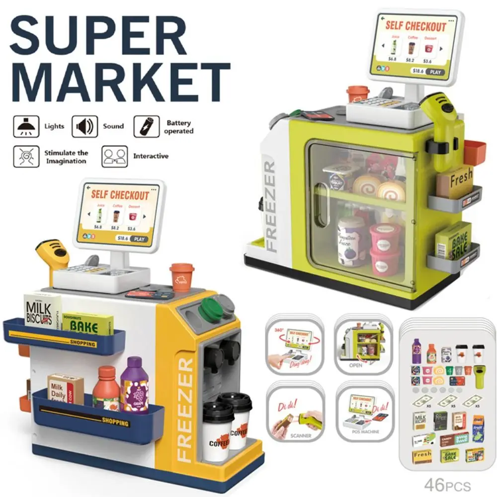 

ABS Cash Register Playset Calculator Play Money Role Play Cash Register Toy Simulated Scanner Grocery Store Pretend Play Kids
