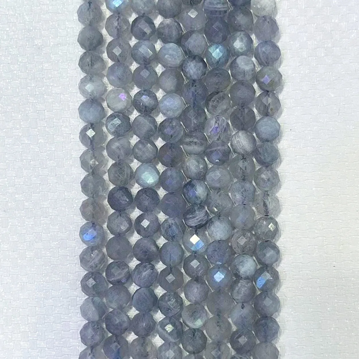 100% Pure Natural Labradorite Moonstone Stone Round Faceted Grey Spectrolite Gem Loose Bead Bracelet For DIY Handmade Jewelry