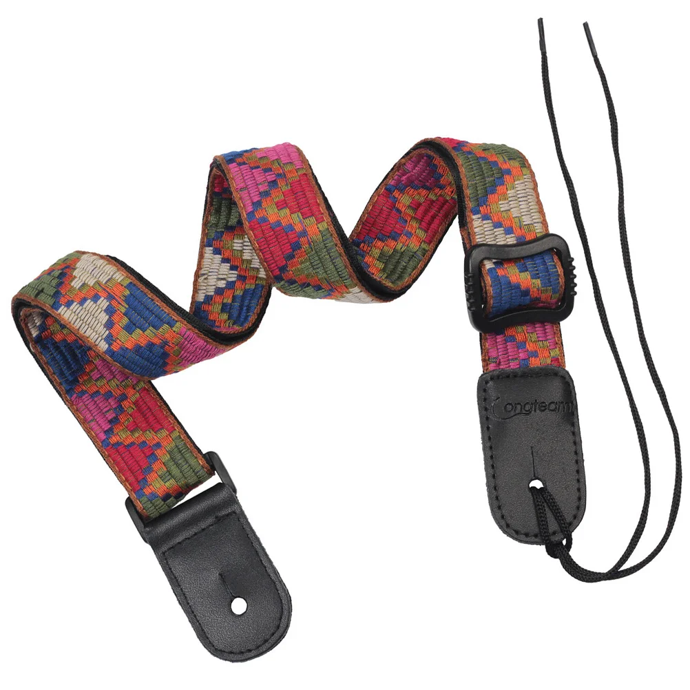 

Cotton Extra Wide Acoustic Guitar Ukulele Strap Leather Adjustable Shoulder Strap Belt with Print for Kid Wood Guitar Bass