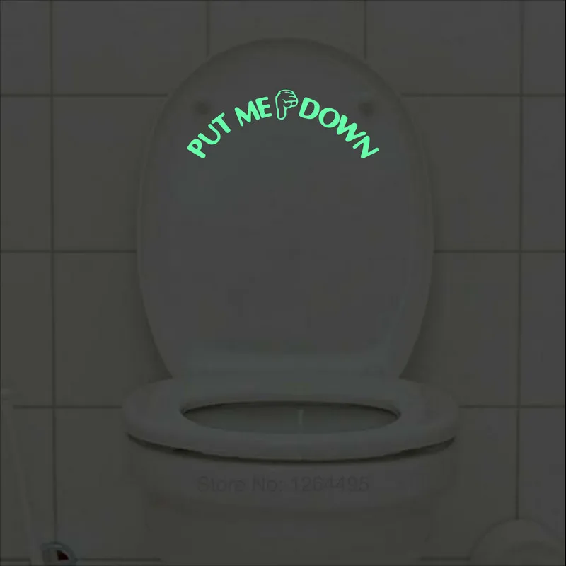 Glow in the Dark Funny Toilet Seat Sticker Put Me Down Toilet Bowl Decal Training Decorations Bathroom DIY Decor toilet stickers