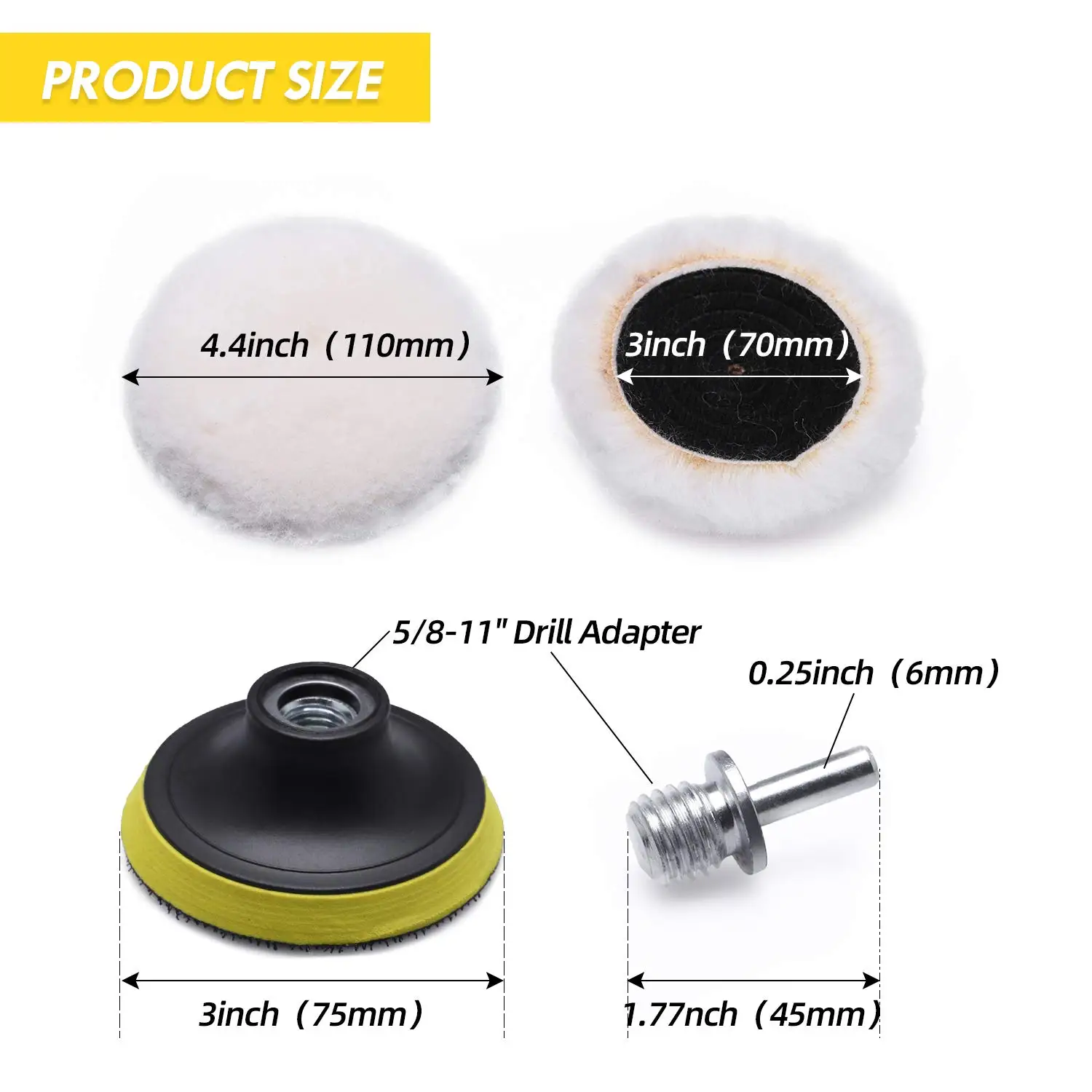 Car Polishing Pad 5PCS 3inch Polishing Kits Wool Wheel Auto Paint Care