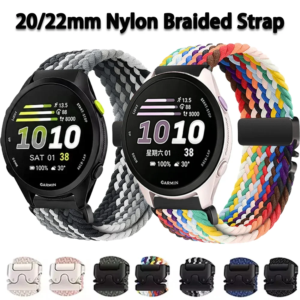 Nylon Braided Band with Parachute Buckle - Durable Bracelet Strap, 20/22mm