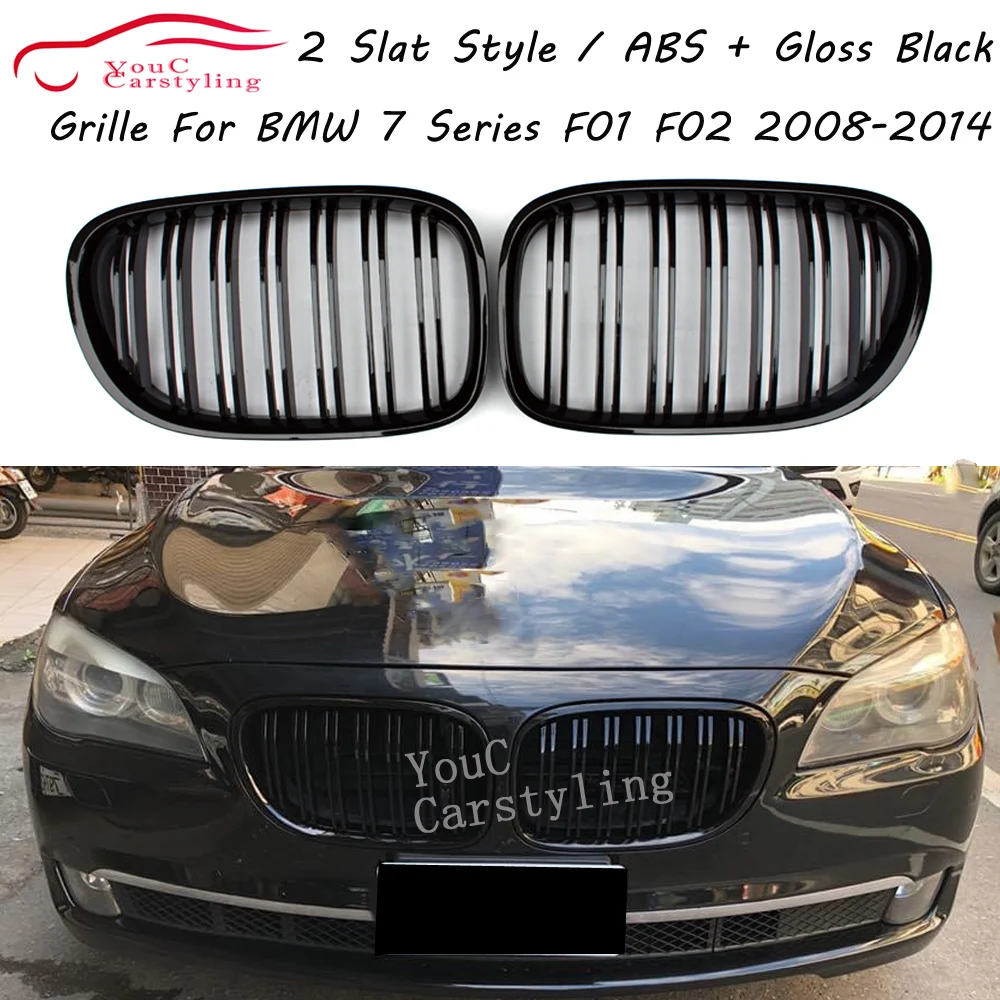 

F01 ABS Carbon Fiber Grill Front Bumper Black M Color Grills Mesh for BMW 7 Series F01 F02 F03 F04 Sedan 2008-2014 730i 740i 75