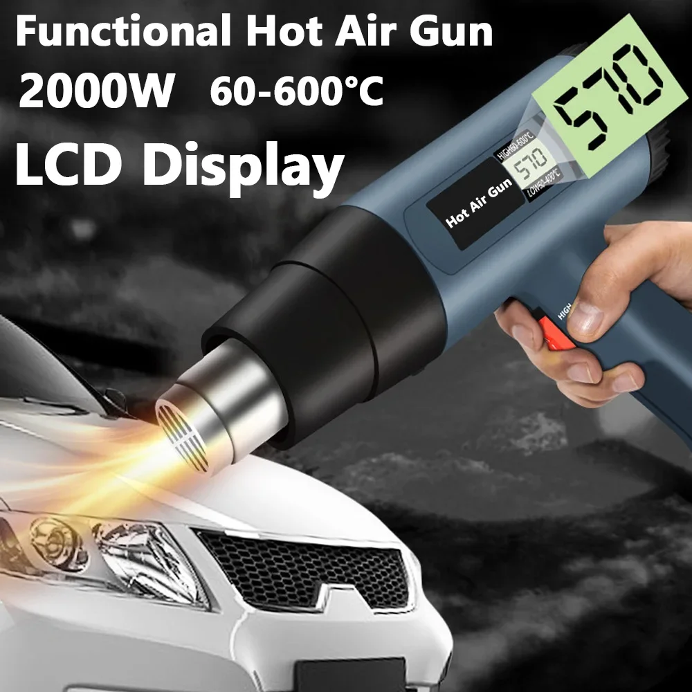 Hot Air Gun Industrial Heat Gun 2000W Hot Air Gun Air Dryer for Soldering Thermal Blower Shrink Wrapping Tools with 300PCS Wire Connectors
