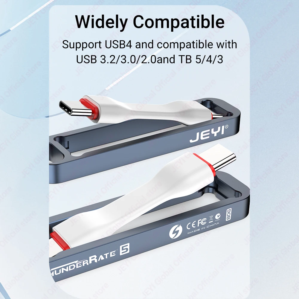 JEYI 80Gbps 저장 가능한 짧은 USB C-USB C 케이블 PD240W 아이폰, 삼성, 용 고속 충전, 썬더볼트 5/4/3 호환