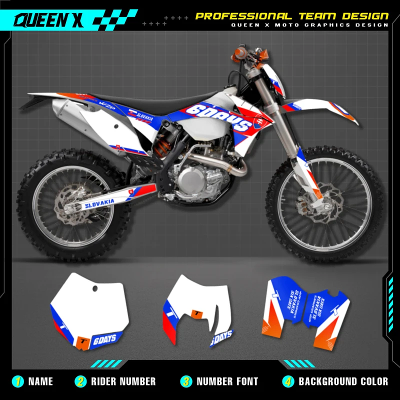 

QUEEN X MOTOR Custom Team Graphics Decals Stickers Kit For KTM 2011 2012 SX SXF , 2012 2013 EXC XC-W EXC-F 21