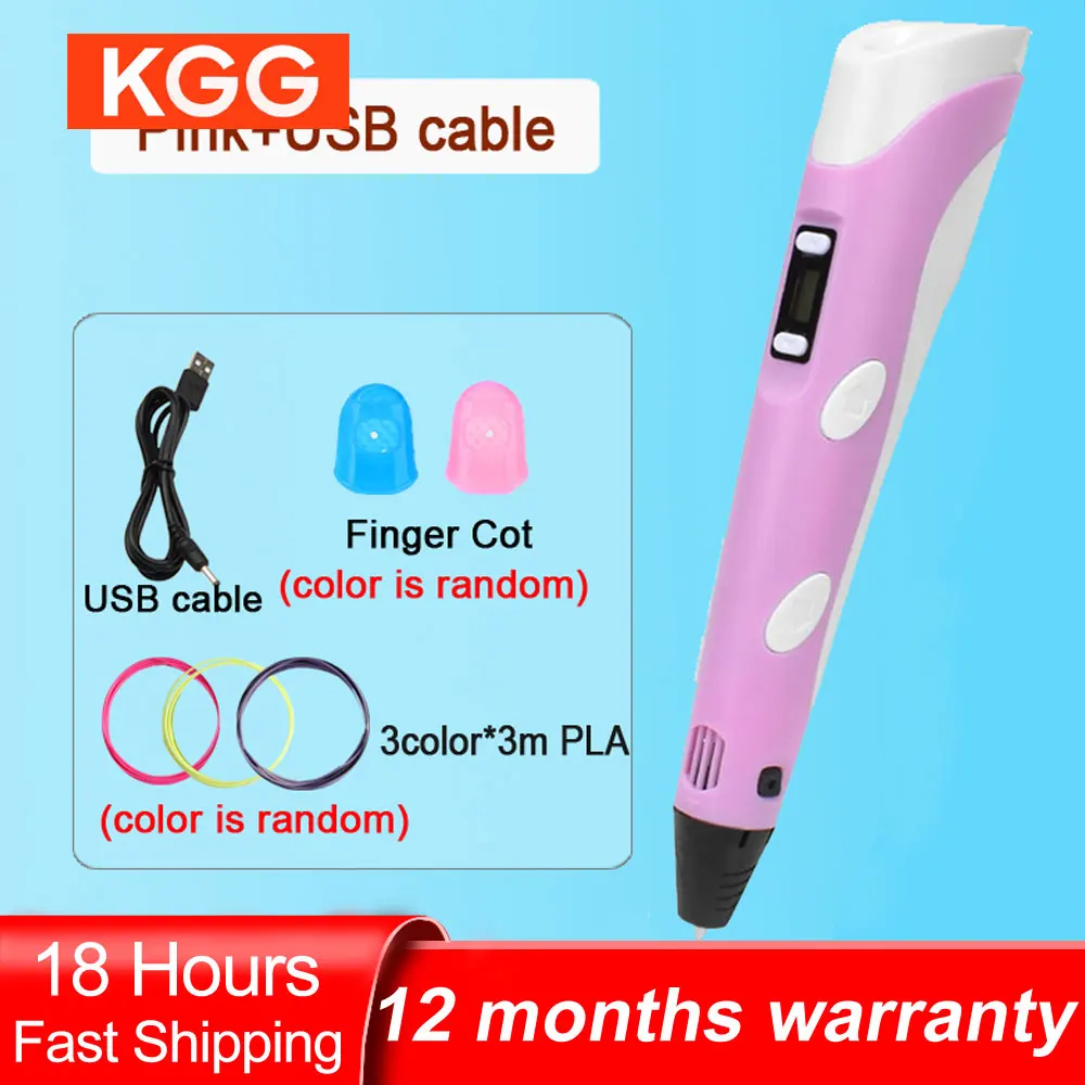 3D Printing Pen DIY Drawing Paiting With LCD Screen Compatible PLA Filament Toys Safe With 9M PLA Children Birthday Gift Toys