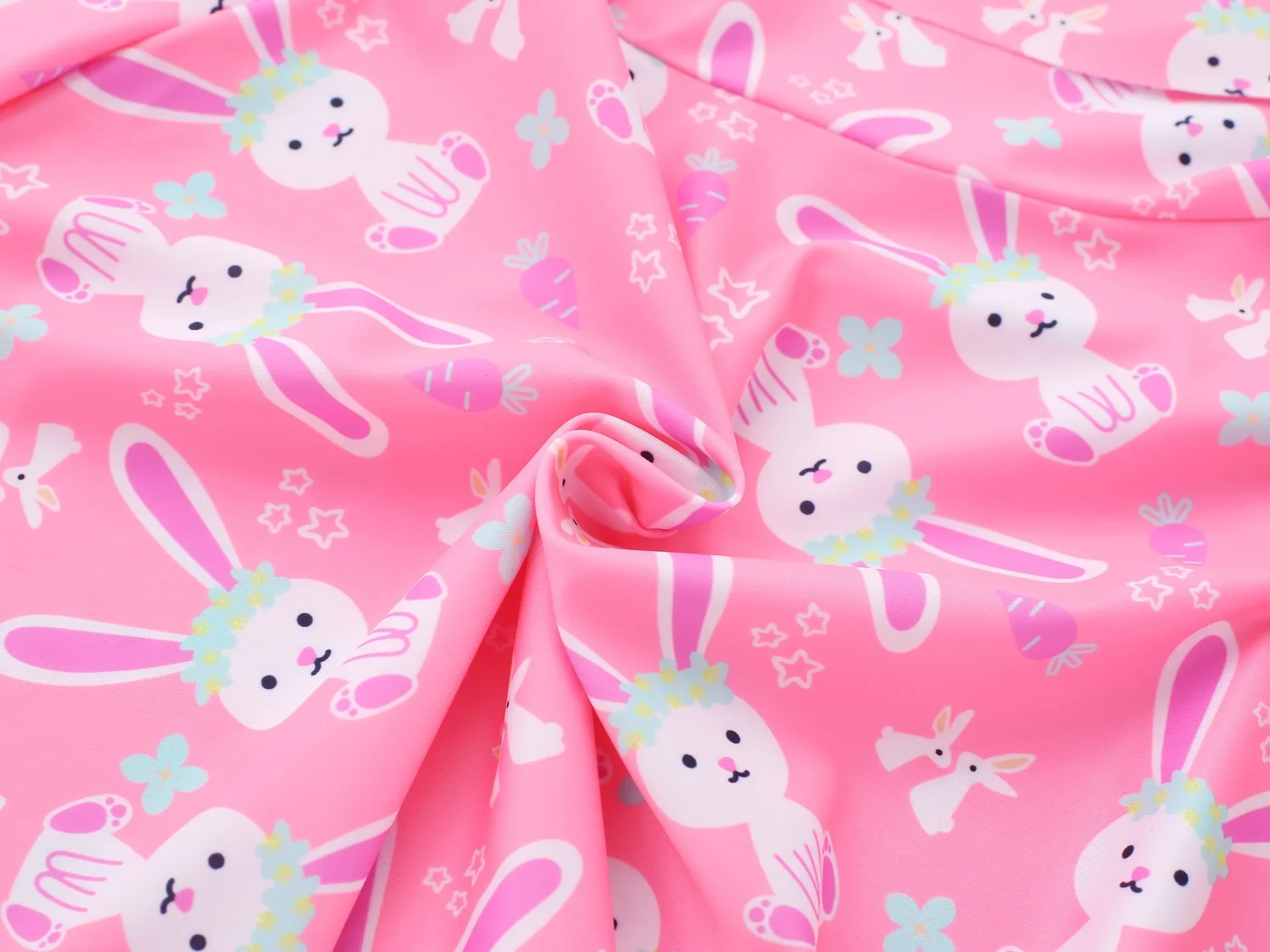 Children's Cartoon Rabbit Swimsuit with Underwear, INS Girls Student Bathing Suits, Hot Spring Conservative Swimwear for Kids
