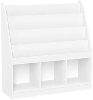 

Three Cubbies Bookrack, White (02-251) & 2 Pc Folding Storage Bin Set, No Size, Dark Purple, 2 Piece
