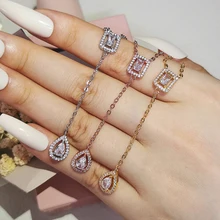 

2022 New Luxury Princess Pear silver color on the neck Necklace for Women Anniversary Gift Jewelry Wholesale X6143