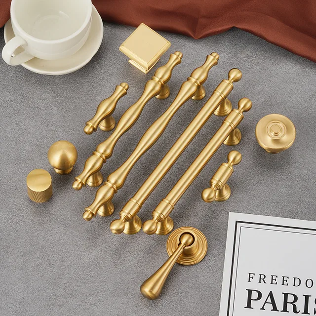 มือจับสำหรับเฟอร์นิเจอร์ฝรั่งเศสลูกบิดประตูตู้ทองเหลืองและมือจับตู้มีลิ้นชักครัวอเมริกัน 1