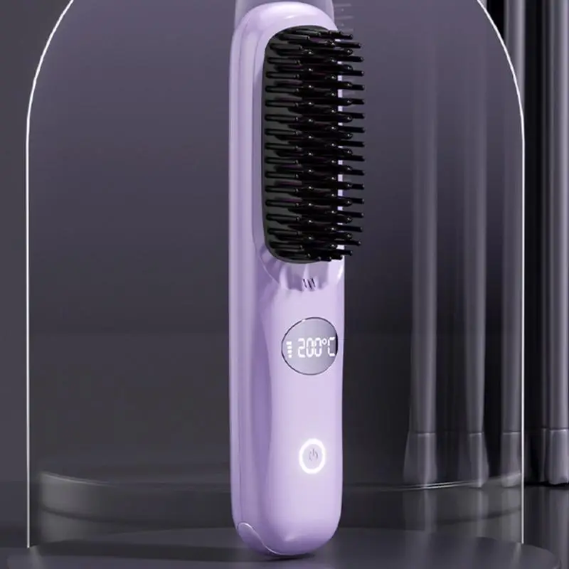 Hair Straightener Brush USB Charging Smoothing Hair Brush Portable Hair Straightener Hair Straightener Straightening Brush for