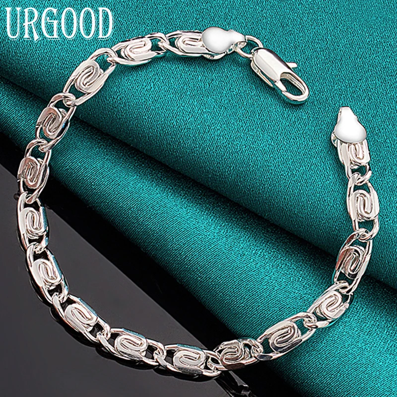 

925 Sterling Silver Geometric Classic Chain Bracelet For Women Men Party Engagement Wedding Fashion Jewelry