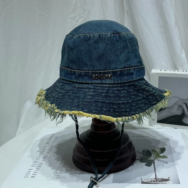 Japanese Spring Autumn Rough Edge Denim Bucket Hat Women Large Brim Casual  Basin Hats Men Versatile Retro Lace-up Fisherman cap - AliExpress