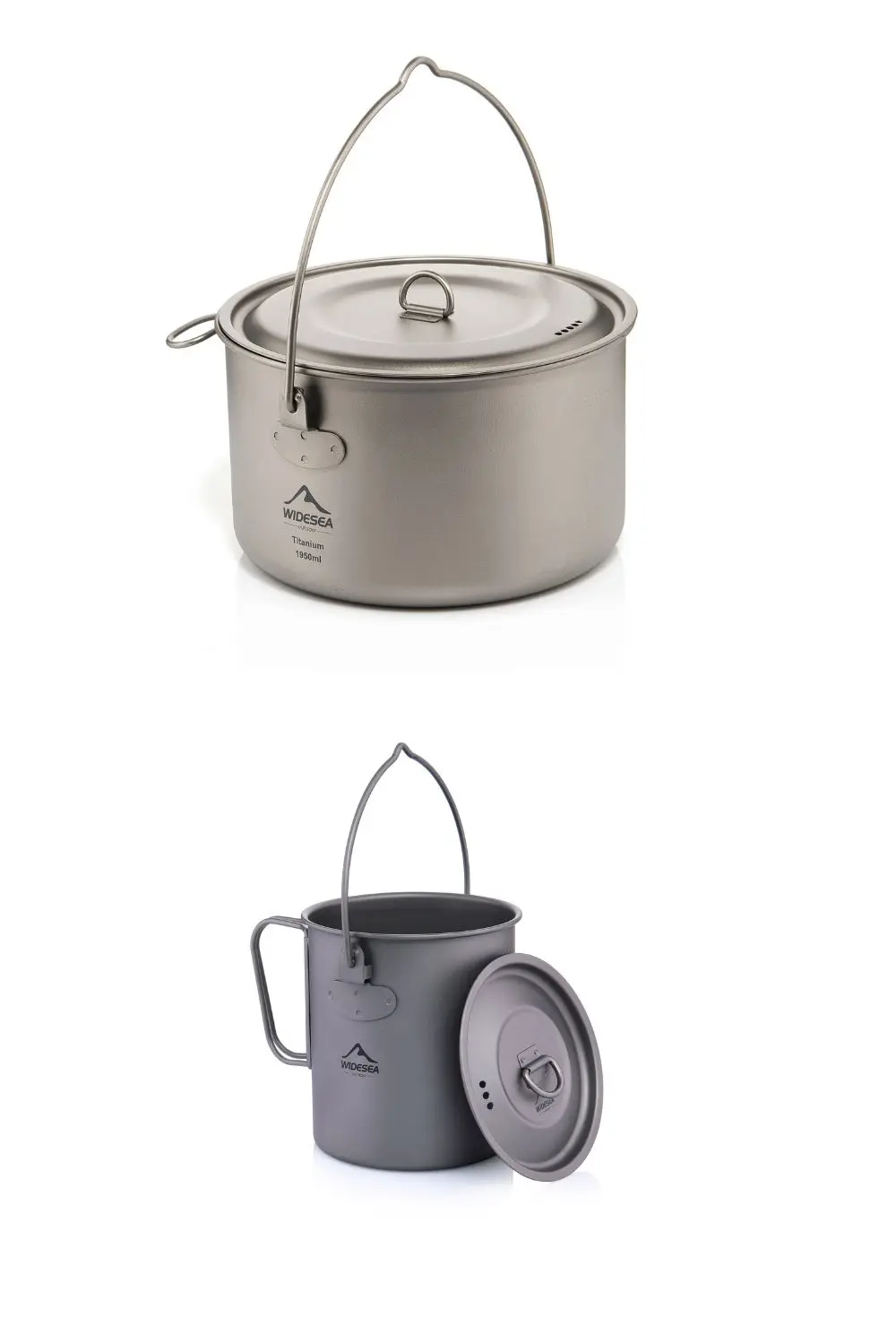 Description Picture 5 of itemWidesea Camping Tableware Titanium Cookware Set Tourism Cauldron Outdoor Cooking Pot Frying Pan Picnic Kitchen Hiking Trekking
