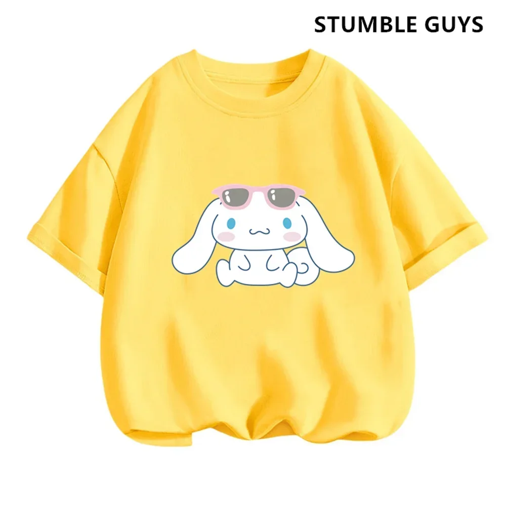 T Shirt Set Cinnamoroll T-shirt Set Sanrio Children's Short-sleeved Summer Y2K Clothes Girly Heart Soft Clothes Kawaii Birthday Gift