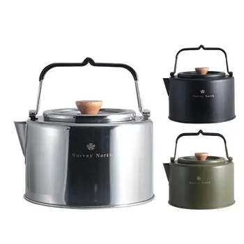 1L Outdoor Camping Kettle Stainless Steel Coffee Tea Pot Portable Travel Picnic Water Kettle Teapot Coffee Pot Camping Cookware 1